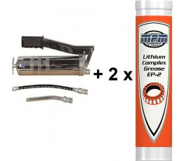 Vetspuit handbediend compleet + 2 x vetpatroon met lithium complex grease ep2 smeervet 