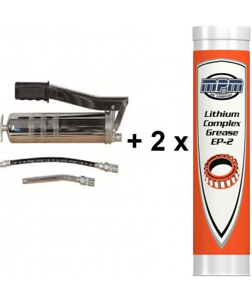 Vetspuit handbediend compleet + 2 x vetpatroon met lithium complex grease ep2 smeervet 