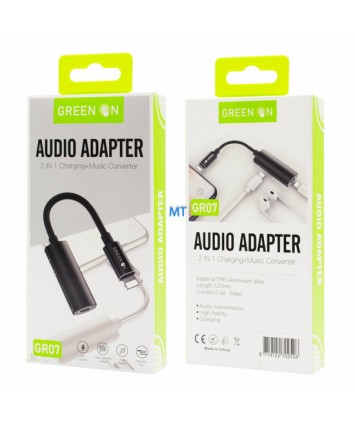 Green on 2 in 1 adapter audio + opladen