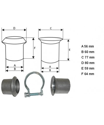 Uitlaat trompet aansluiting reparatie set 77 mm